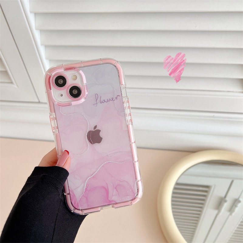 Bersinar Pada Malam Hari Bercahaya Soft Case untuk IPhone 14 Plus Xr Xs Max Ip Apple IPhone 11 12 13 14 Pro Max Wanita Lucu INS Cover Ungu Merah Muda Naungan Gradual Gadis Hadiah