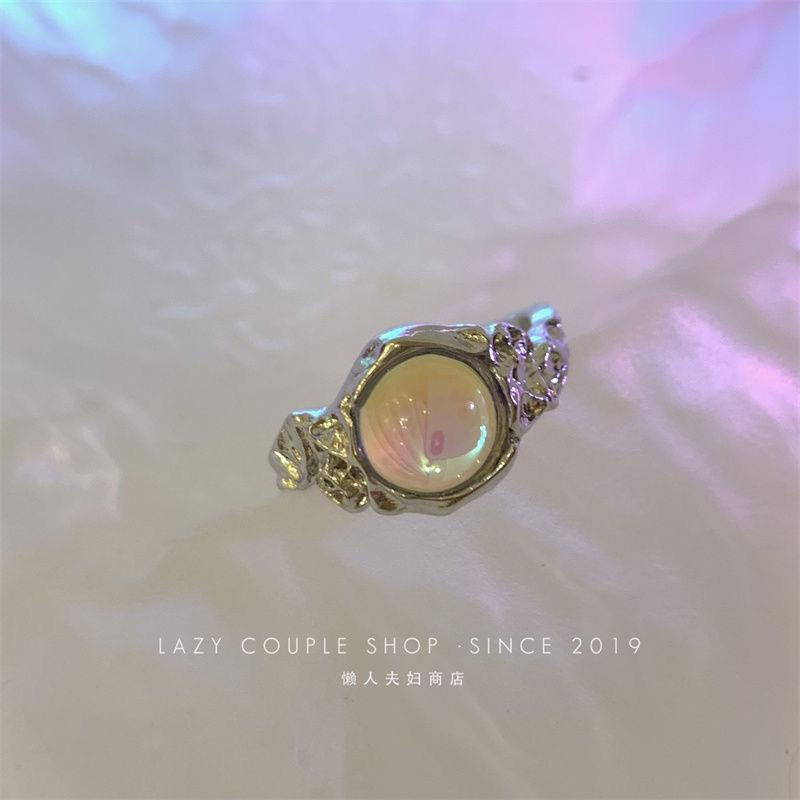 2pcs / Set Cincin Batu Opal Gaya Elegan Untuk Wanita