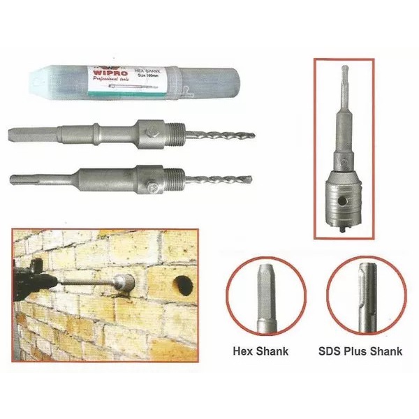 WIPRO HOLLOW DRILL CONNECTING SDS PLUS 160 MM
