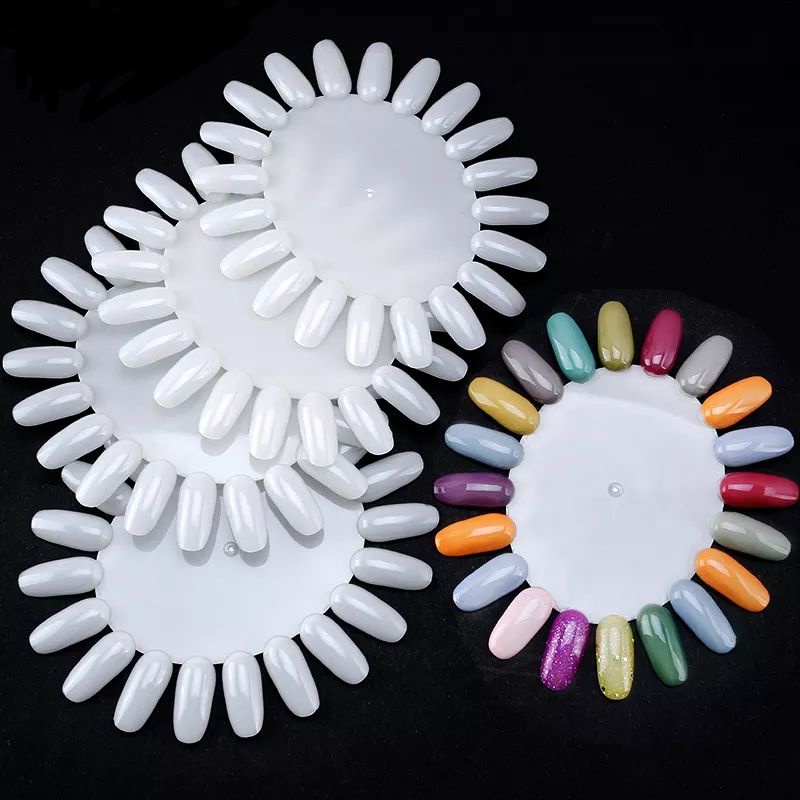 50pcs Ring Chart Nail Art 20pcs Nail Chart Display Warna Kuku Nail Tips Plastik Oval Round Putih Palette Wheel Bundar Bentuk Kipas Kotak Latihan