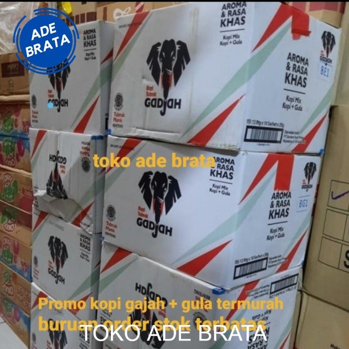 

KOPI GADJAH TUBRUK MANIS KOPI + GULA TERPISAH 1 DUS ISI 12 RENCENG