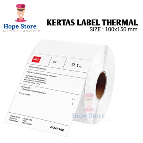 Hope Store - [ PROMO MURAH ] LABEL STICKER THERMAL PRINT RESI 100 X 150 BARCODE UKURAN A6