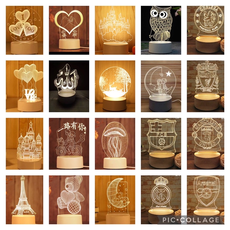 Lampu hias 3D /lampu tidur LED acrylic//motif lucu imut