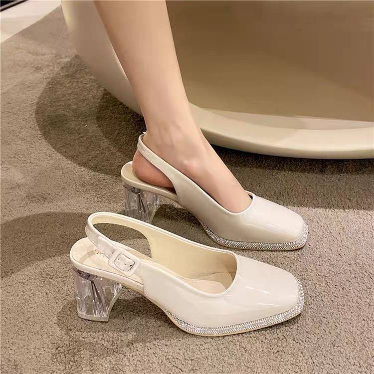 DDS712 heels kaca terbaru wanita import sepatu heels tapak tahu murah sepatu fashion kekinian Cod Jakarta