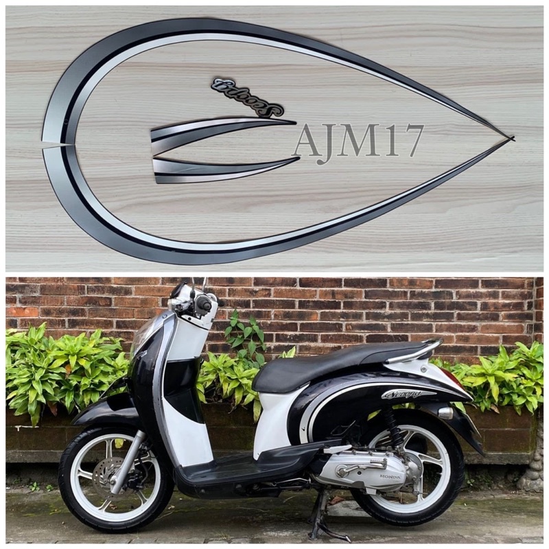 STIKER STRIPING MOTOR SCOOPY CARBU 2012 HITAM LIS PUTIH