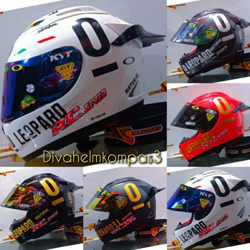 Helm full face kyt rc7 rc seven solid white leopard (paket ganteng) original kyt