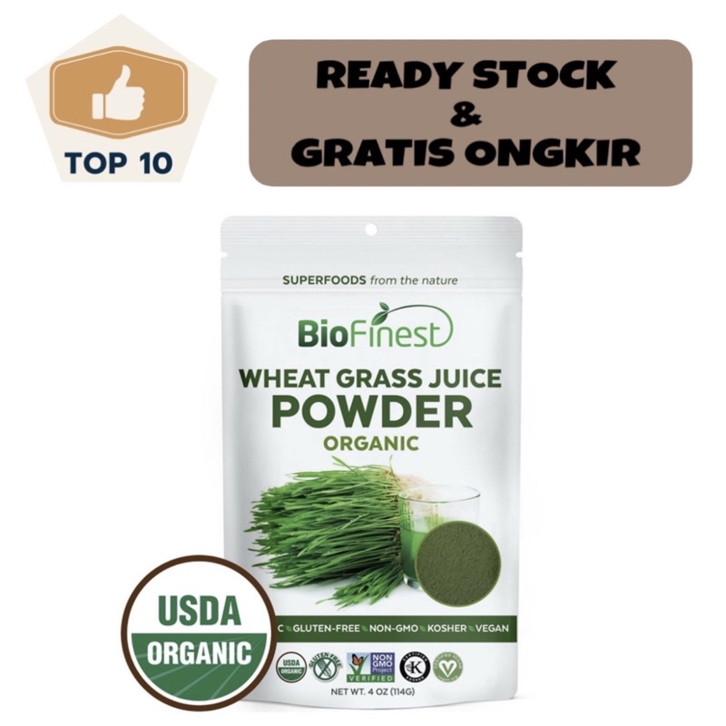 

BioFinest Wheat Grass Juice Powder - Organic Pure Superfood 114g