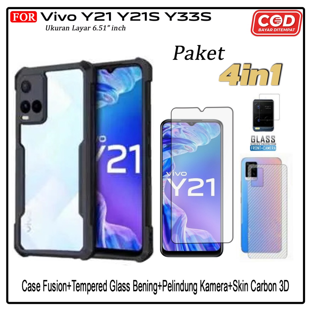 PROMO 4IN1 CASE VIVO Y21 Y21A Y21S Y33s Y33t Y21T V23 5G V23E V21 4G 5G Y16 Y35 Y22 (2022) Y20 Y12s Y20S G Y20G Y20S Y12A Y15 Y15s Y17 Y01 V20 V20se Soft Case Shockproof Transparant Casing