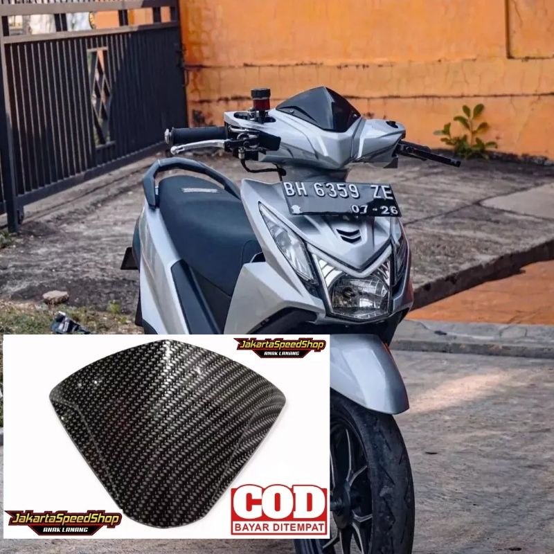 Visor variasi honda beat fi lama carbon dan hitam bahan tebal plus lem 3m double tape