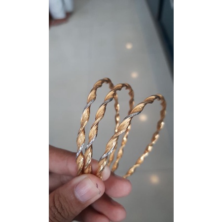Gelang keroncong lilit kombinasi emas asli kadar 375 8K