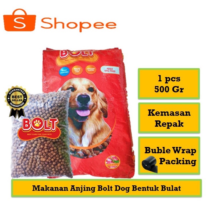 BOLT DOG BEEF MERAH KEMASAN 500GR | BOLT DOG BULAT KEMASAN 500GR