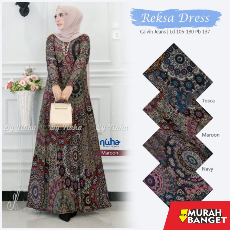 model gamis kombinasi polos terbaru 2022 REKSA DRESS NURSYA MAXI GAMIS DEWASA WANITA TERBARU 2021 MO