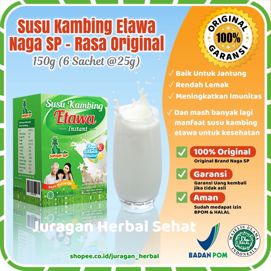 

Susu Bubuk Kambing Etawa Sehat 150g Sachet Asli Rasa Original Naga SP