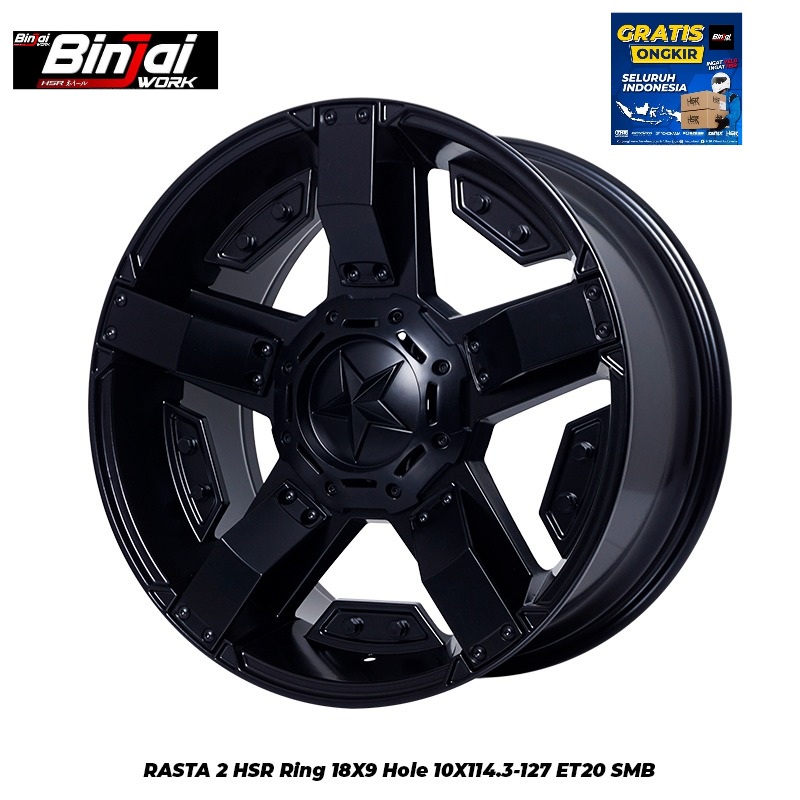 Velg Hsr Model Offroad Ring 18 Tipe RASTA 2 Untuk Mobil Terios Rush Captiva Escape Warna Hitam