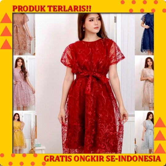 Dress Duyung Brokat / Midi Dress / Dress Francesca - Fc/ Dress Imlek / Dress Natal / New Year Dress 