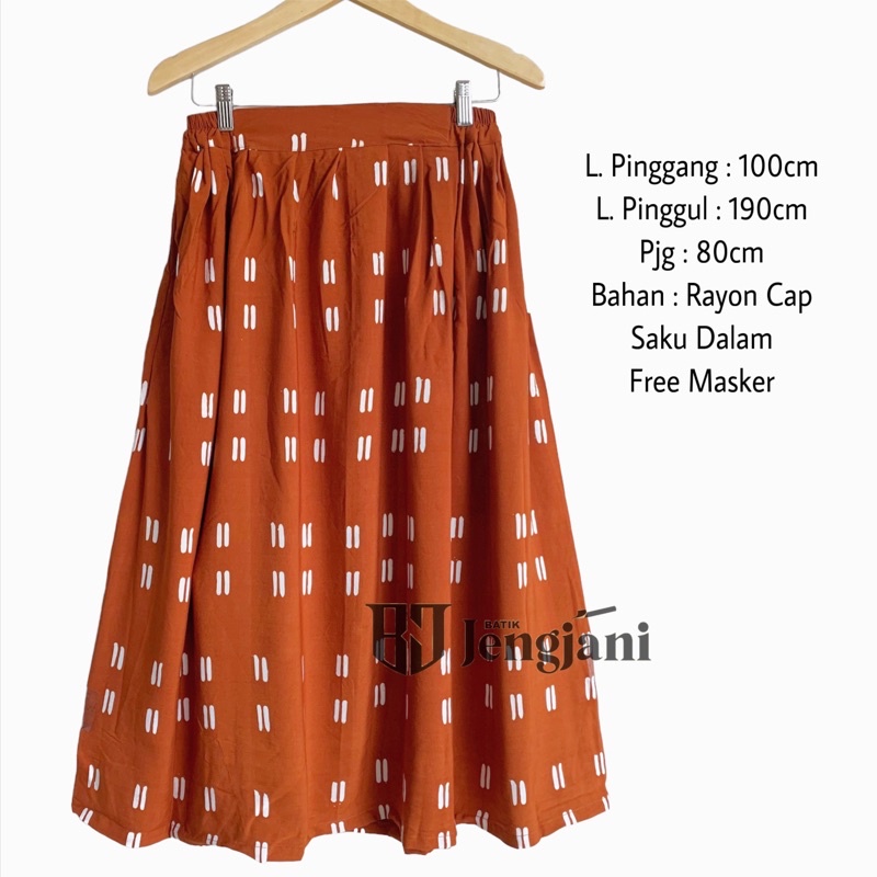 Rok Camelia | Rok Batik Jumputan Shibori Handmade | Rok Rayon Cap