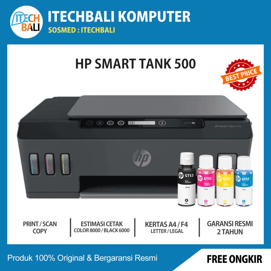 Printer HP Smart Tank 500 All In One Printer Print/ Scan/ Copy | ITECHBALI