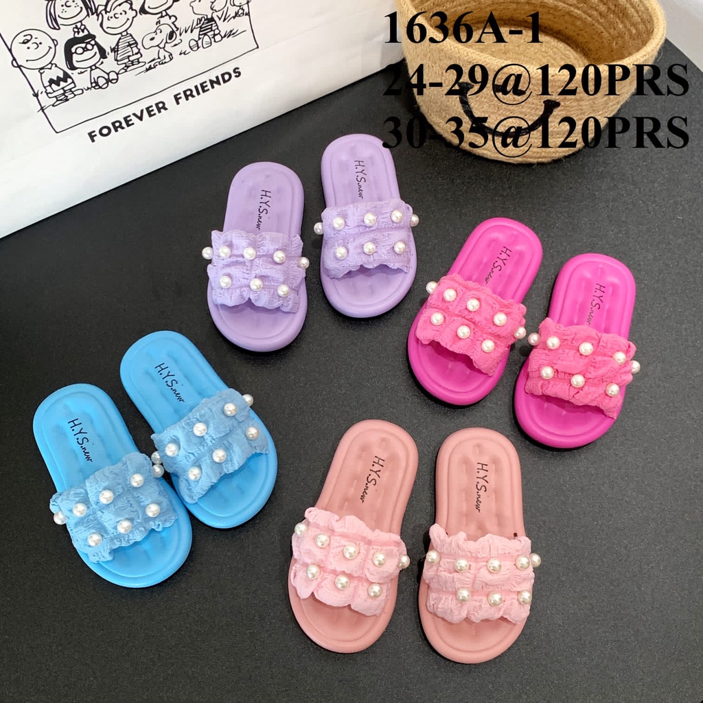 Sandal Anak Perempuan Flat Rubber Mutiara Import Size 24-35 Winola Collection WNL 1636A+1