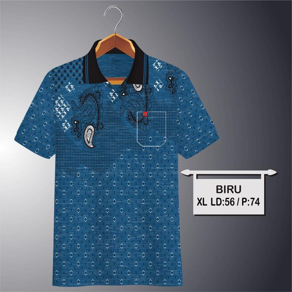 Noveli wear - Kaos kerah pria | kaos korea katun saku dewasa motip full print | kaos polo batik kode 01