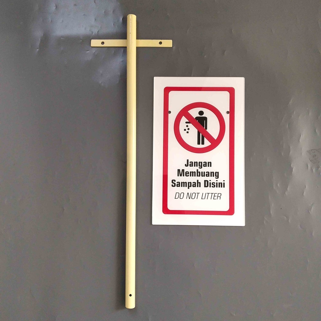 Revando45 Papan Akrilik Larangan Buang Sampah , Rambu Dilarang Buang Sampah