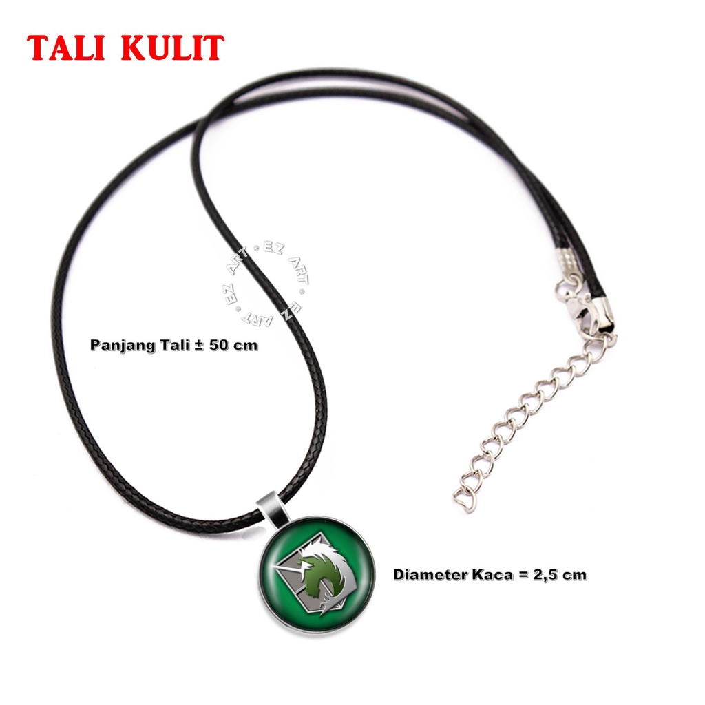 KALUNG ANIME LIONTIN SIMBOL ATTACK ON TITAN WINGS OF FREEDOM TALI KULIT RANTAI STAINLESS STEEL