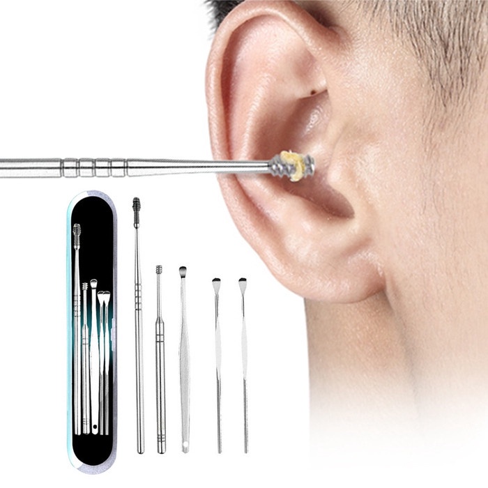 (COD)Alat Pembersih Telinga Set 5in1 Bahan Stainless Ear Wax Picker - Korek Kuping Set