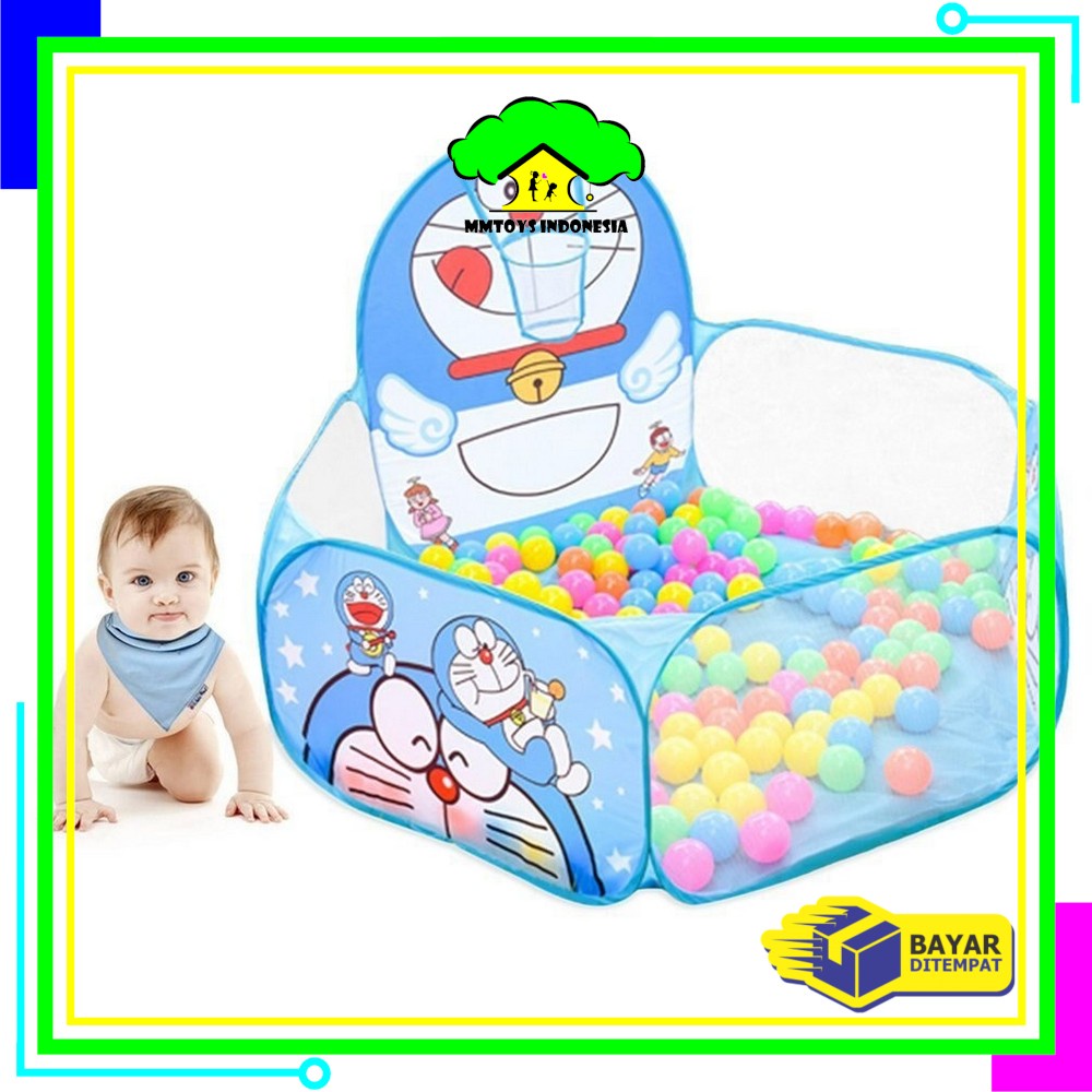 Mainan Kolam Mandi Bola MI-M7 Ukuran 1.2 Meter dengan Tenda dan Ring Basket, Hadiah Ulang Tahun Anak
