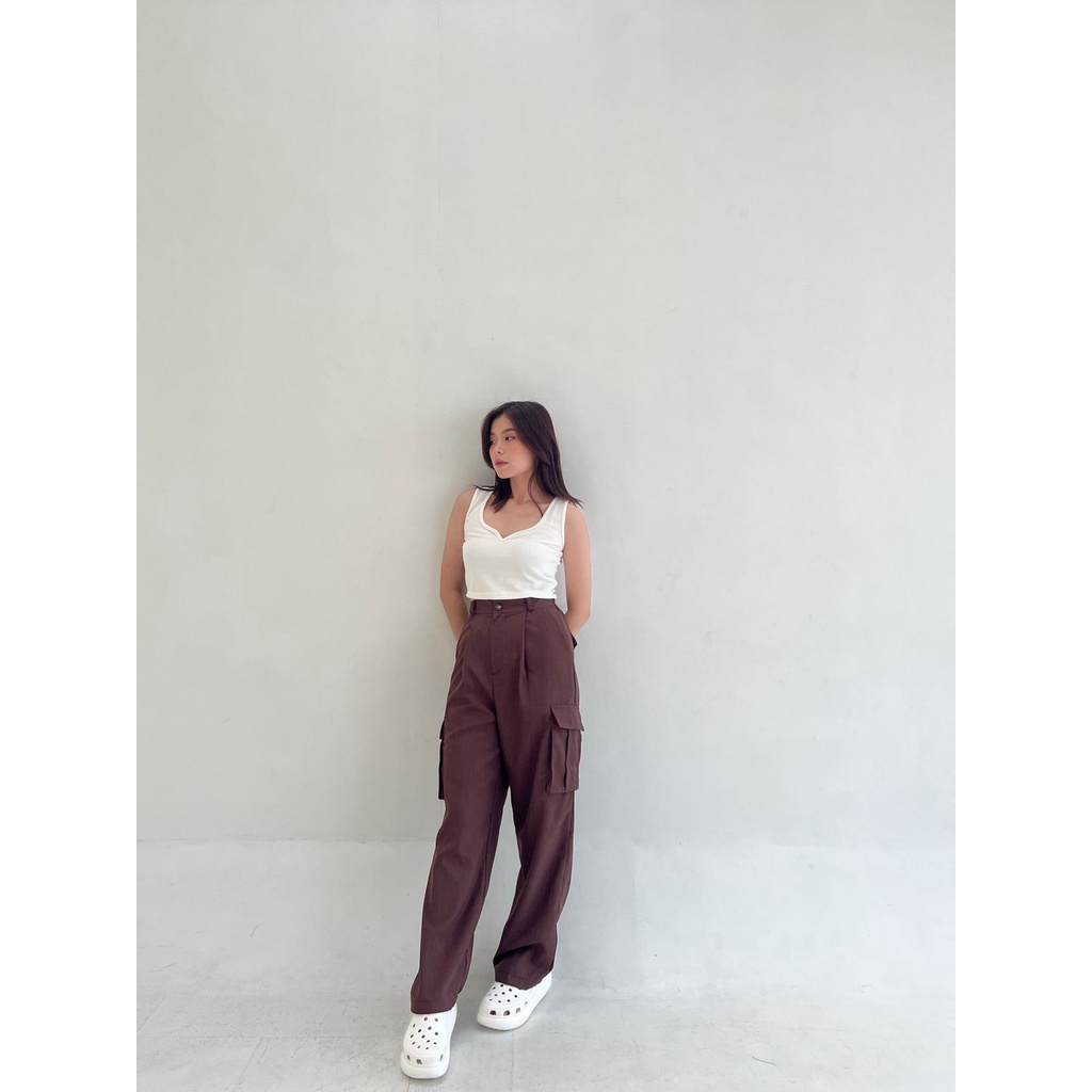 POTTIE - Kenza Baggy Pants - High Waist Baggy Pants - Celana Kulot Cargo