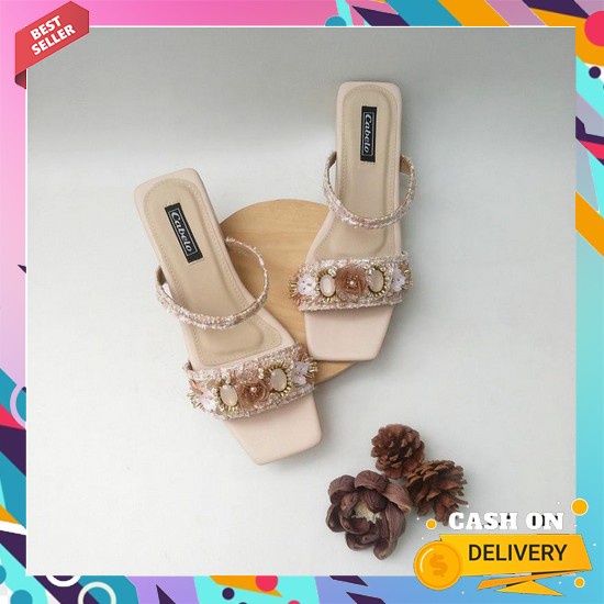 Sendal Heels Wanita Kekinian Terbaru 2022 Kondangan Wisuda Sandal Haih Cabelo Moza - 5 Cm Heel Serie