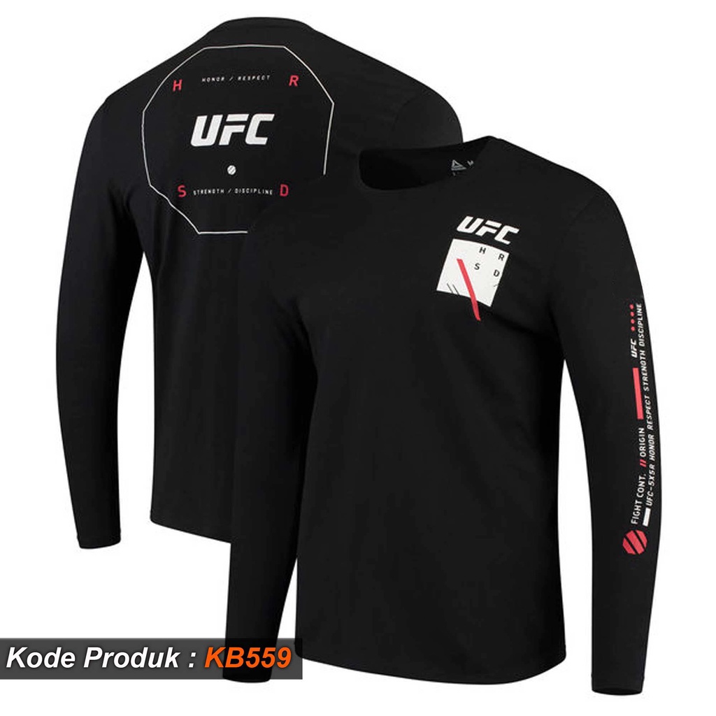 KAOS UFC LENGAN PANJANG WARRIOR BLACK, TSHIRT UFC, BAJU UFC, KAOS MMA