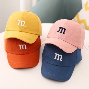 Topi Baseball Motif Bordir Huruf m Untuk Anak Laki-Laki / Perempuan 0-4 Tahun