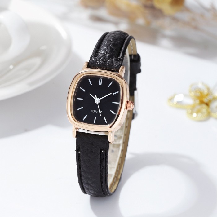 Watch Jam Tangan Wanita Diameter Kecil Kulit Hitam Flarea Jam113B5 Import