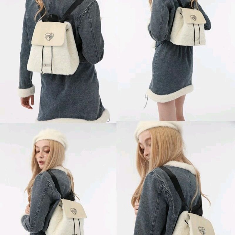 ¤ஐ☽Sera Monyeeii Mengye Asli &quot;Susu Kelinci&quot; Manis dan Lembut College Qianjin Style Mewah Tekstur Ransel Serut