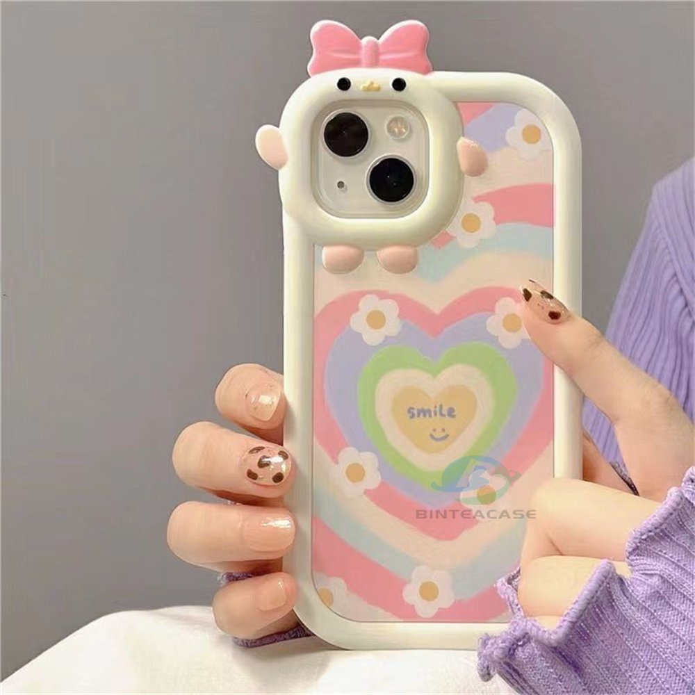 Realme 10 C55 C30 C31 C33 C35 C21Y C25Y Realme C11 C25 C17 C15 C12 C3 C2 7i 5 5i 6i Hati Warna-Warni Monster Kecil Frame Lensa Casing Ponsel Binteacase