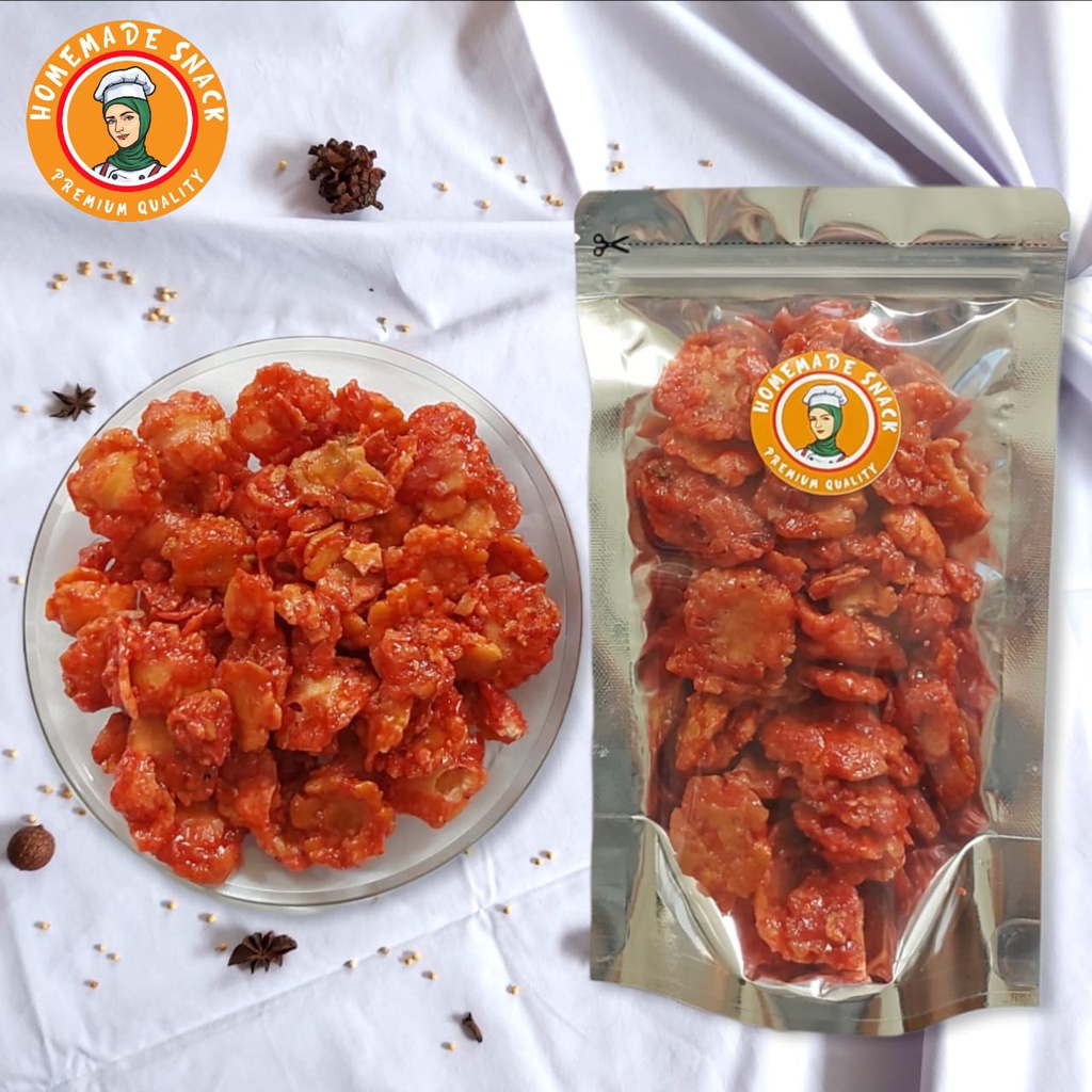 

Homemade Snack - Snack Jadul Emping Melinjo Balado Manis Pedas Kripik Emping Rasa Balado Snack Halal Kualitas Premium