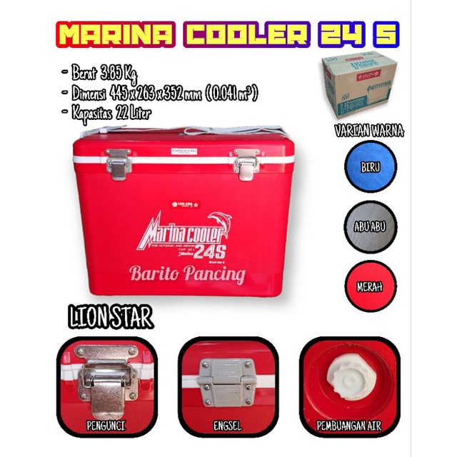 Marina Cooler 24 S Box Es Tempat Ikan Aksesores Pancing