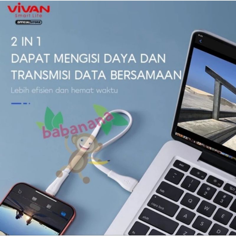 Vivan Kabel USB to Type-C 2.4A Fast Charge SC100S 100cm cable casan