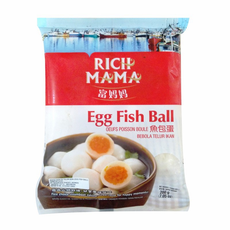 Bakso Telur Ikan/Rich Mama Egg Fish Ball 200 gr Frozen Food Enak Dan Halal