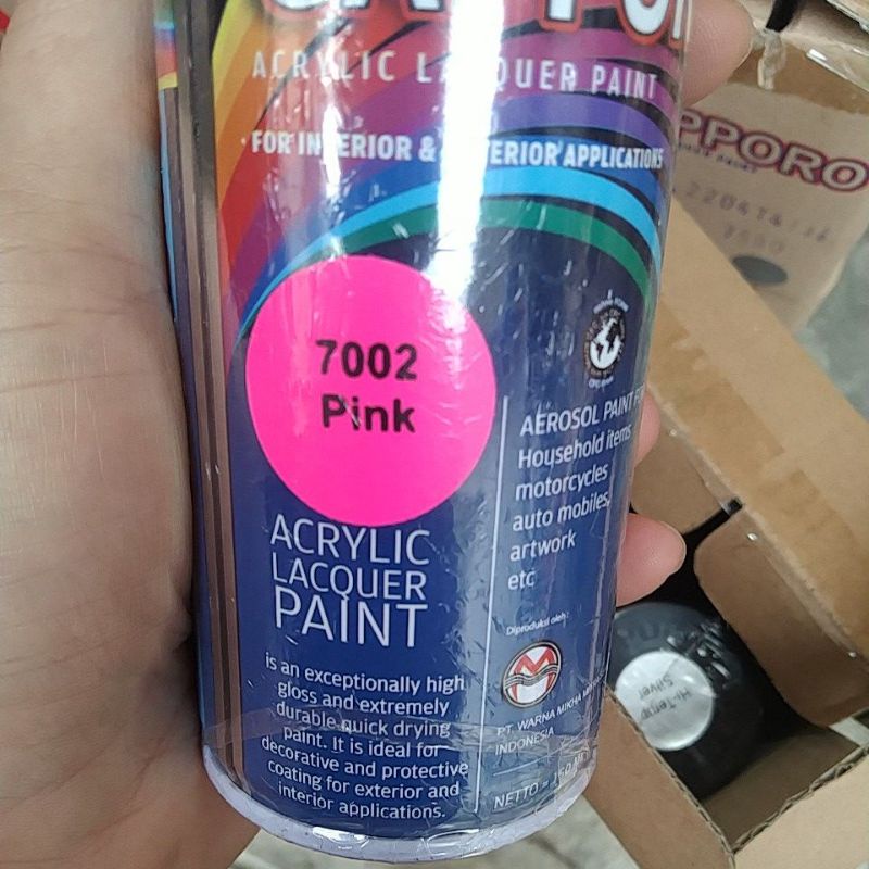 saporo acrylic lacquer paint pilok pilox cat spray sapporo 150ml saporo 7002 Pink stabilo pink merah muda stabilo merah muda 150ml