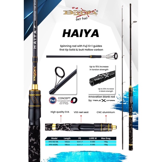 Joran Blood Haiya xwrap solid carbon fuji 165cm dan 180cm 8-17lb