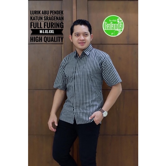 LURIK ABU PEN Batik Pria Full Furing M-XXL High Quality Kemeja Lengan Pendek Katun Halus Premium Bat