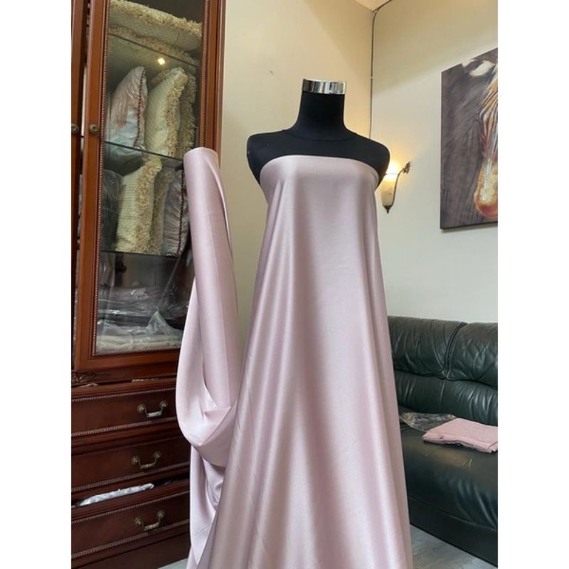 Bahan Kain Satin Maxmara Original Warna Lavender Pink