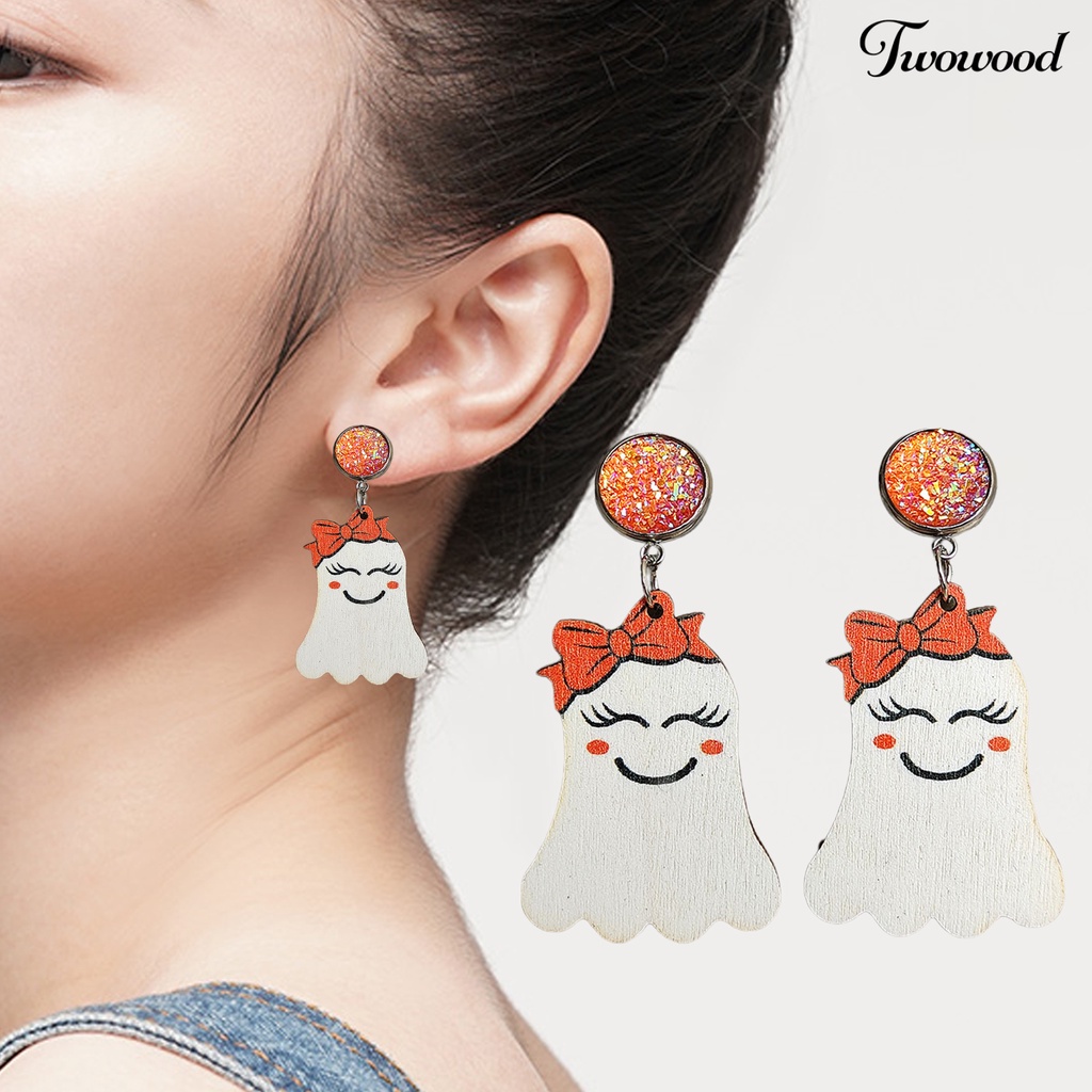 1 Pasang Anting Desain Labu Halloween Untuk Dekorasi Pesta