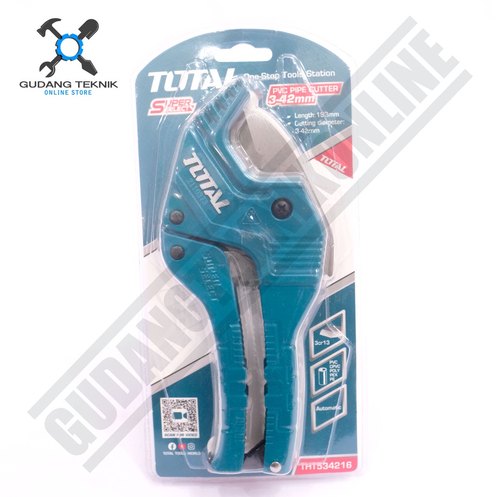 Gunting Potong Pipa PVC THT534216 TOTAL / Tang Potong Pipa PVC Pipe Cutter Paralon 3-42mm THT 534216 TOTAL