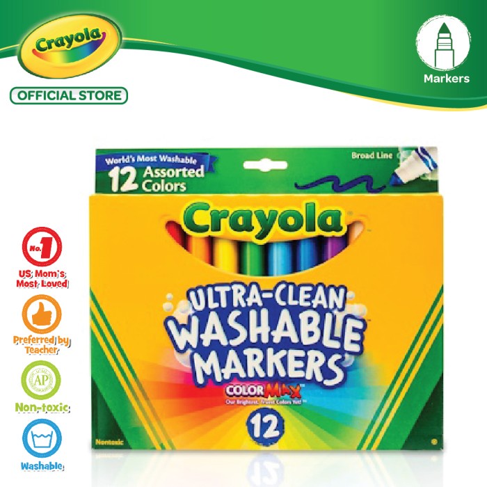 

Crayola Ultra Clean Washable Broad Line Marker - 12 Color