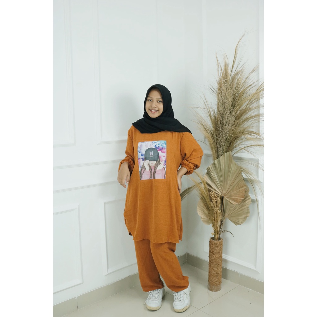 BTS SET BAHAN CRINKLE AIRFLOW JUMBO UKURAN M L XL DAN XXL MOTIF POLOS APLIKASI SABLON SETELAN WANITA KEKINIAN FASHION MUSLIM TERBARU 2022 ONE SET WANITA KOREAN STYLE ATASAN DAN BAWAHAN CASUAL WANITA SET SEHARI  HARI WANITA