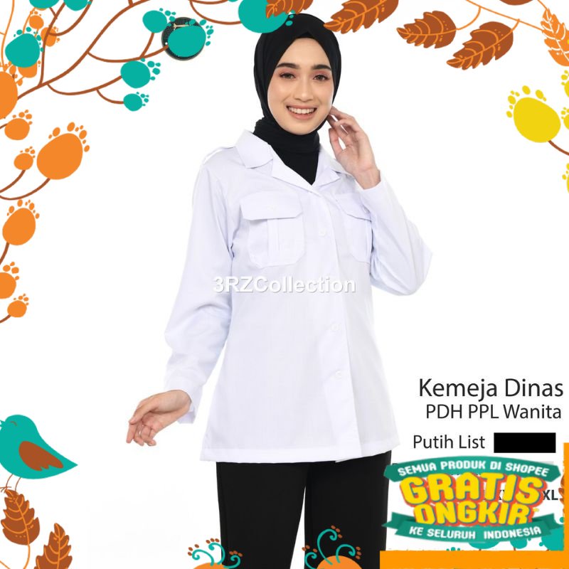 SPESIAL NATAL TAHUN BARU 2022 Baju Dinas Putih Pns Wanita Kemeja PDH Putih PNS Cewek Kemeja Putih PN