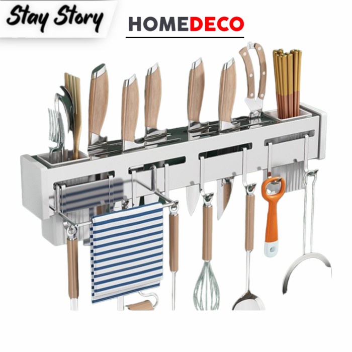 Tempat Sendok Tempat Pisau Dapur Gantung Sutil Spatula Pinyimpanan Tempel Dinding