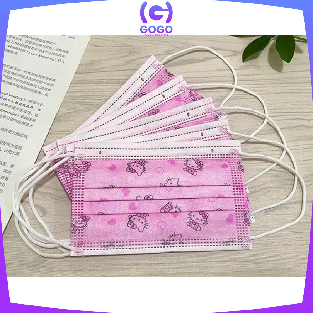 GOGO-C262 Masker Anak 3 Ply Karakter Isi 50Pcs Kids Face Mask Masker Earloop 3Ply Masker Disposable