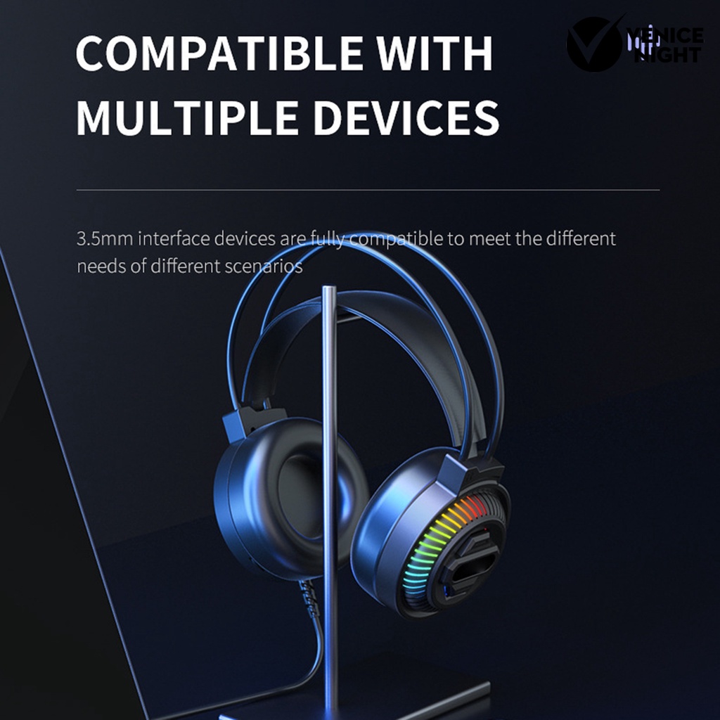 (VNEP) (Berkabel) PSH-400 Headphone Luminous Noise Reduction 3.5mm USB HiFi Stereo Gaming Headset dengan Mikrofon untuk Desktop